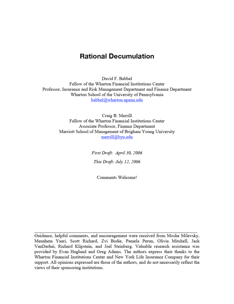 Rational Decumulation