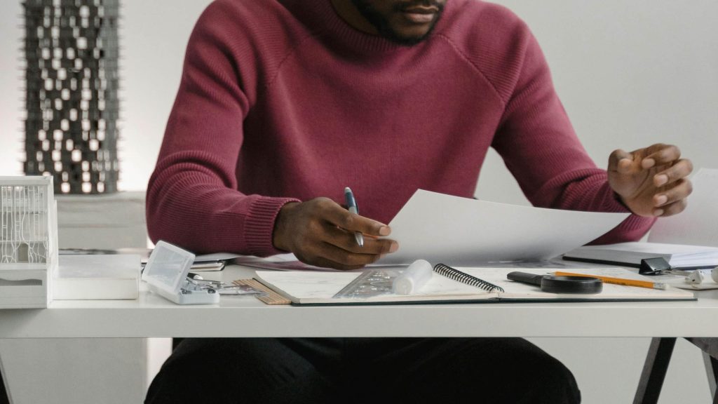 man at desk
